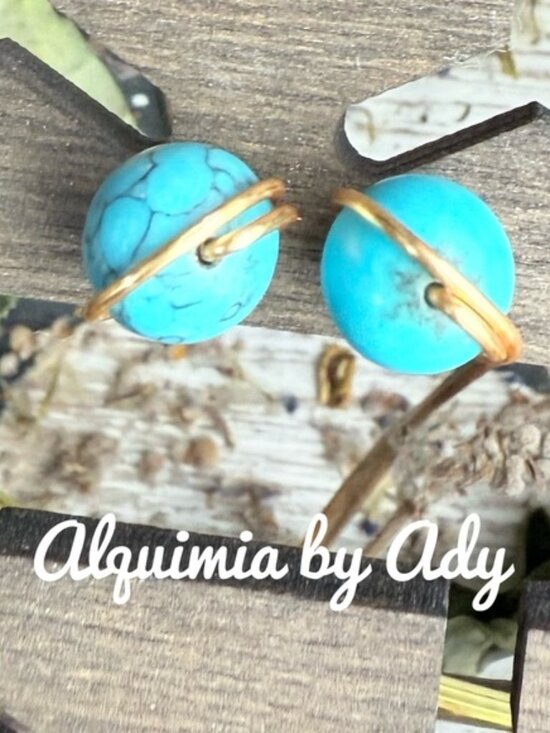 Alquimia Jewelry - Turquoise statement studs gold earrings + Minimal cowgirl